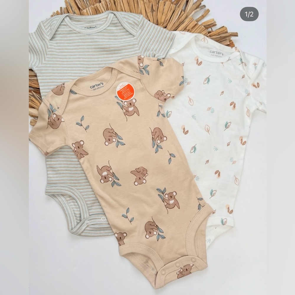 Baby Bundle 2 for $15 - Carter's Tan Fox Print Bodysuit Set